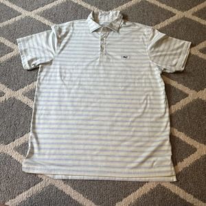 Vineyard Vines Performance Men's Polo Shirt Flats‎ Blue Hamilton Stripe M